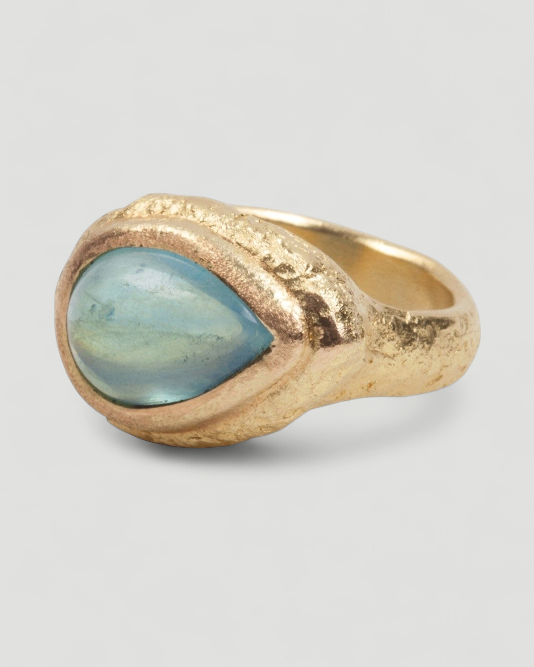 Großer 750 Goldring mit blauem Aquamarin - Goldschmiede Krack