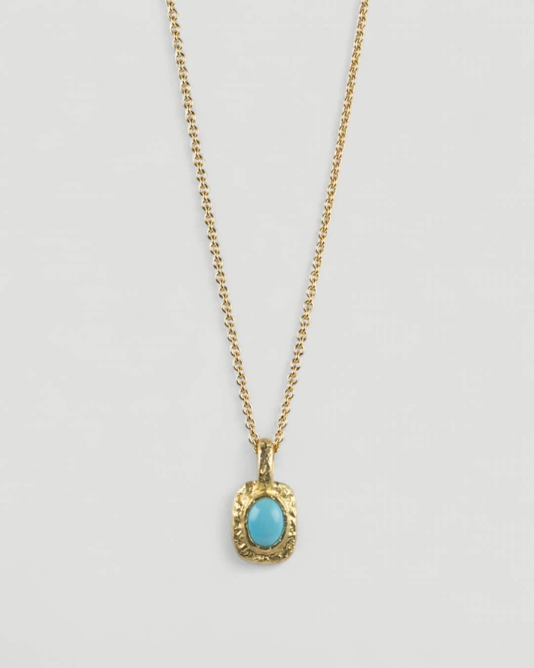 Organisch-eckiger 750 Goldanhänger mit Türkis (0,67 ct) mit 750 Goldkette - Goldschmiede Krack