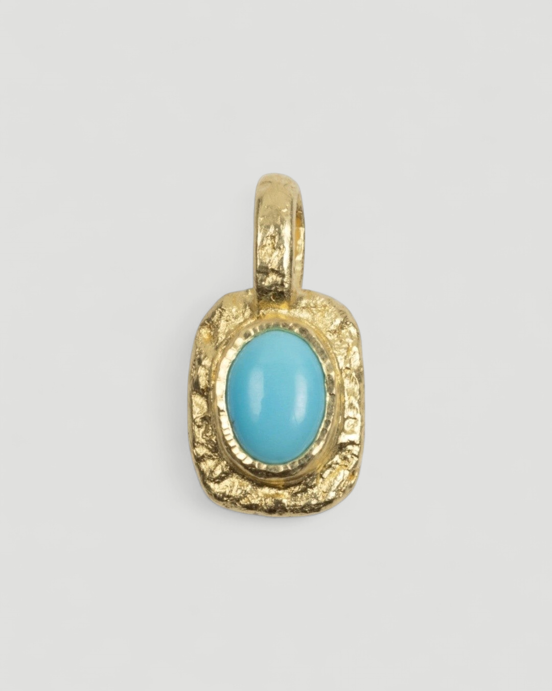 Organisch-eckiger 750 Goldanhänger mit Türkis (0,67 ct) mit 750 Goldkette - Goldschmiede Krack