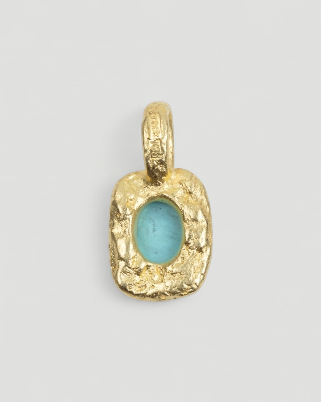 Organisch-eckiger 750 Goldanhänger mit Türkis (0,67 ct) mit 750 Goldkette - Goldschmiede Krack