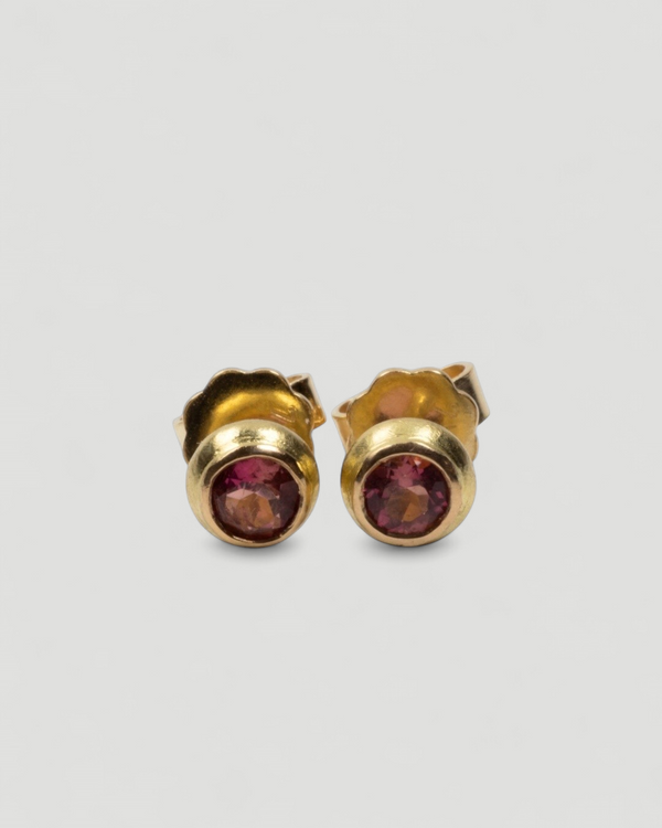 Klassische 750 Goldohrstecker mit rosa Turmalin (0.34 ct) - Goldschmiede Krack