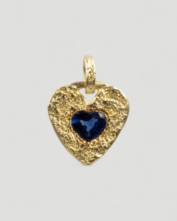 750 Gold-Herzanhänger mit blauem Saphir (0.81 ct)