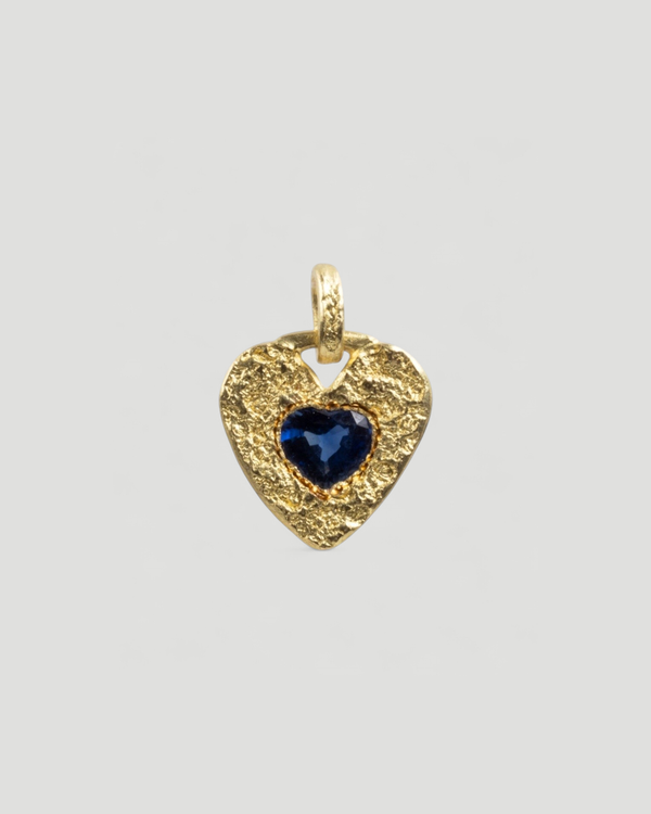 750 Gold-Herzanhänger mit blauem Saphir (0.81 ct)