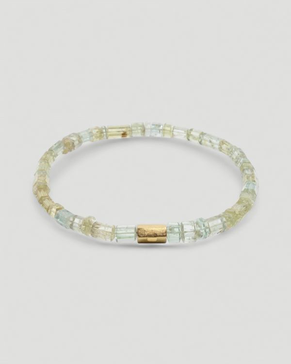 Grün-Blaue Edelsteinkette aus Beryll mit 750 Goldverschluss