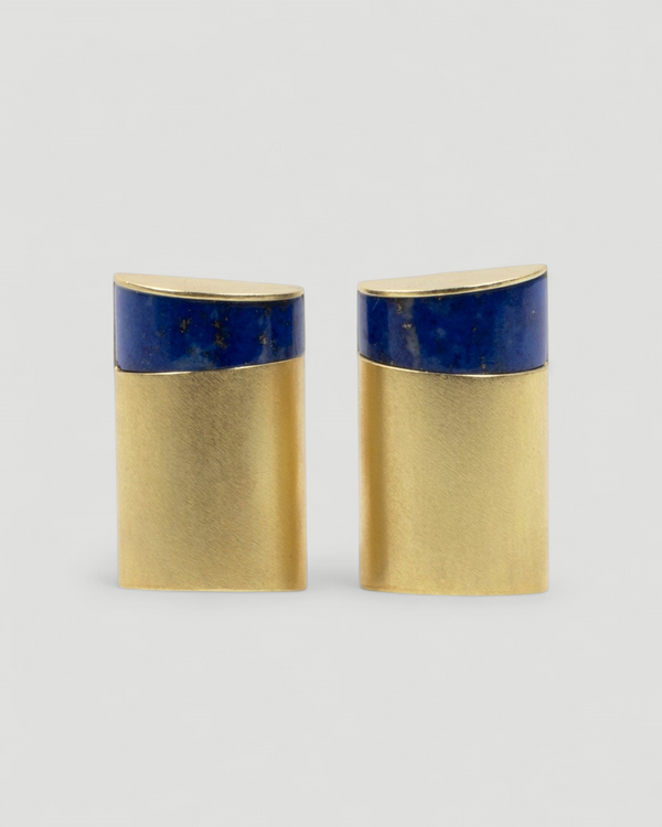 Große Lapislazuli-Ohrclips (16.08 ct) aus 750 Gold