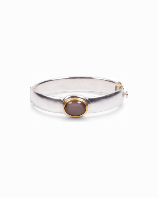 Mondstein-Armreif aus 925 Silber mit 999 Gold und 750 Golddetails - Goldschmiede Krack