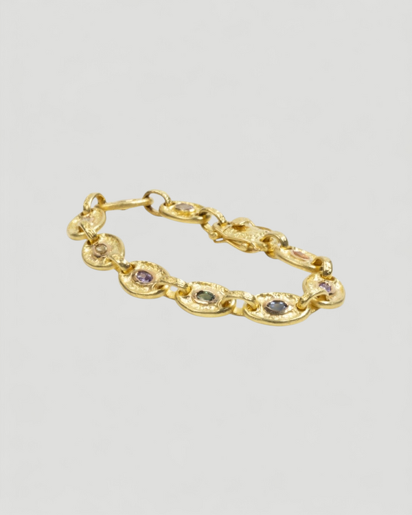 750 Gold-Gliederarmband mit bunten Saphiren (zus. 2,75 ct)