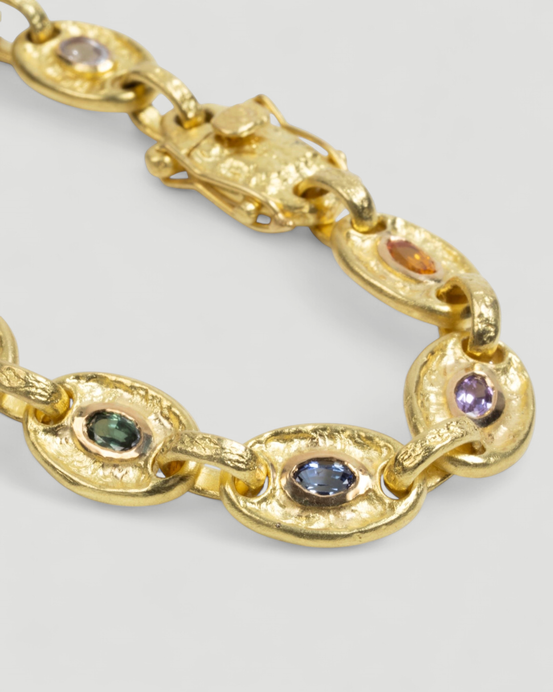 750 Gold-Gliederarmband mit bunten Saphiren (zus. 2,75 ct) - Goldschmiede Krack