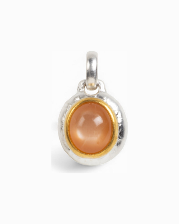 Anhänger mit braunem Mondstein-Cabochon (8.29 ct) in 925 Silber und Feingold - Goldschmiede Krack