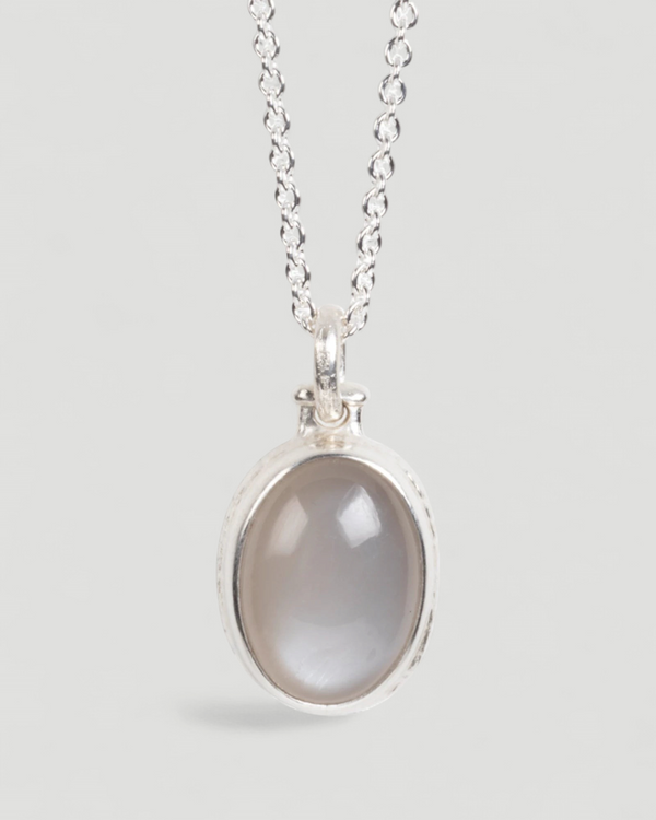 Anhänger mit großem grauem Mondstein-Cabochon (35 ct) in 925 Silber