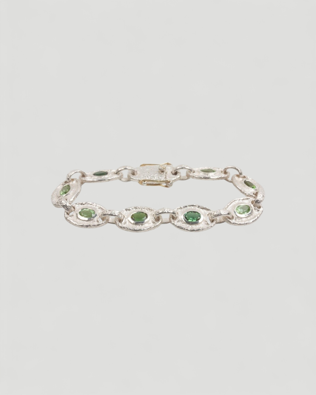 925 Silberarmband mit grünen Turmalinen (5.69 ct) und 750 Gold - Goldschmiede Krack