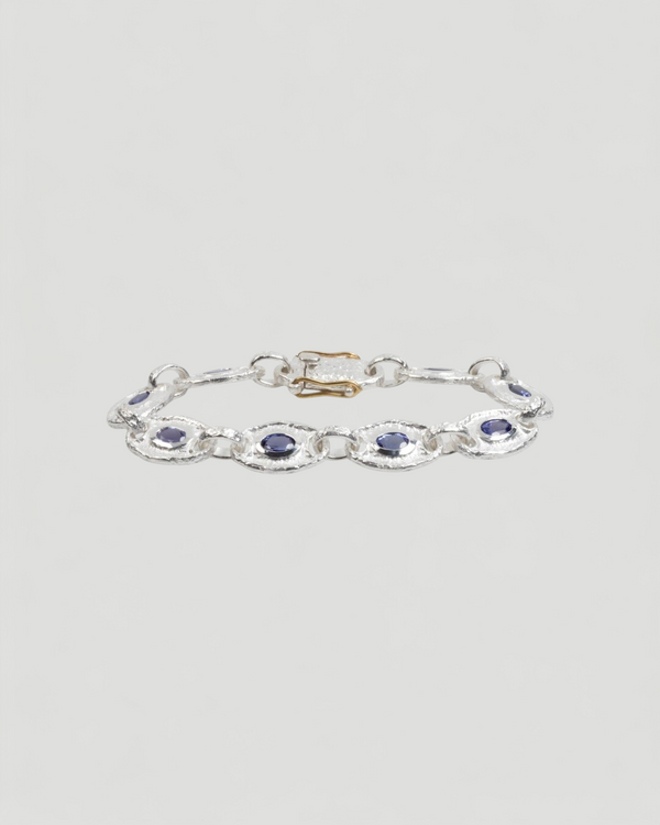 925 Silberarmband mit Tansanit (7.17 ct) und 750 Gold