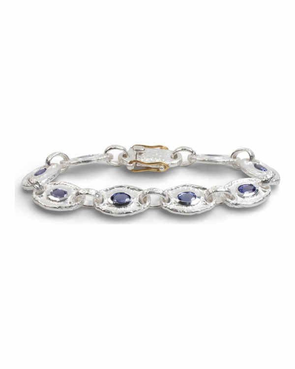 925 Silberarmband mit Tansanit (7.17 ct) und Gold - Goldschmiede Krack - Trauringe & Unikatschmuck aus Deidesheim