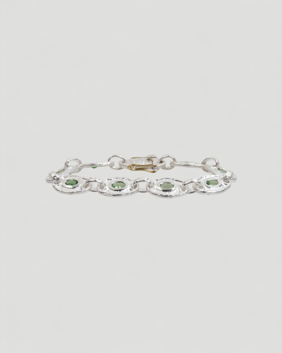 925 Silber Armband mit grünem Tsavorit (6,15 ct) und 750 Gold - Goldschmiede Krack