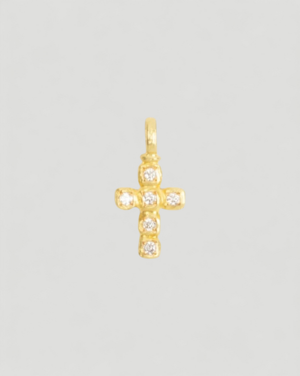Zierlicher Kreuzanhänger aus 750 Gelbgold mit Brillanten (0,12 ct) - Goldschmiede Krack
