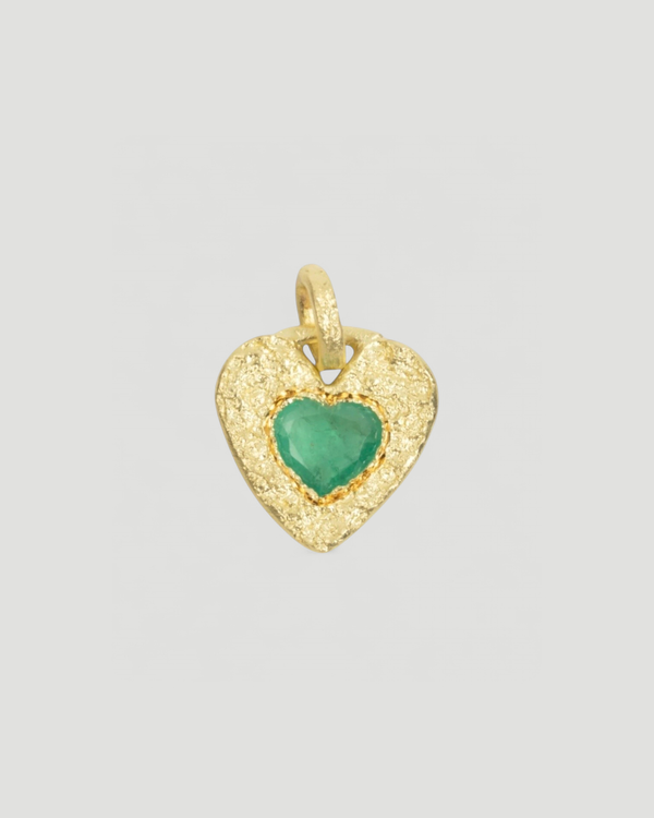750 Gelbgold Herzanhänger mit grünem Smaragd (0,97 ct)