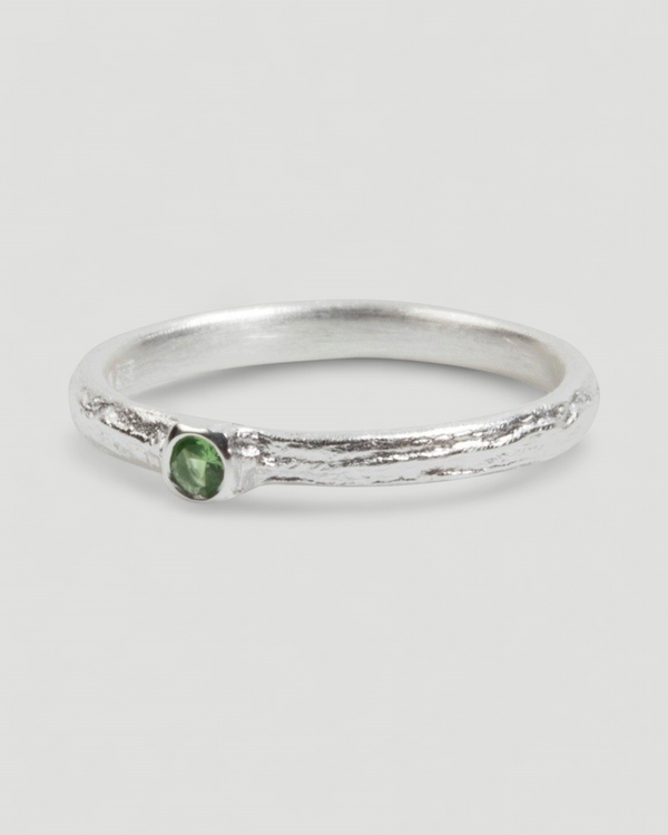 Bark 925 Silberring mit Tsavorit (0,06 ct) - Goldschmiede Krack