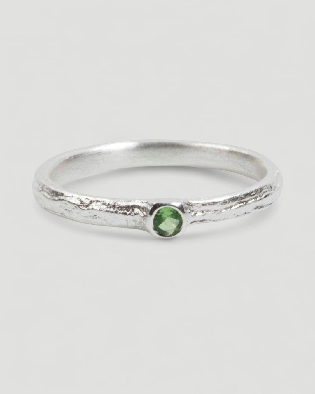 Bark 925 Silberring mit Tsavorit (0,06 ct) - Goldschmiede Krack