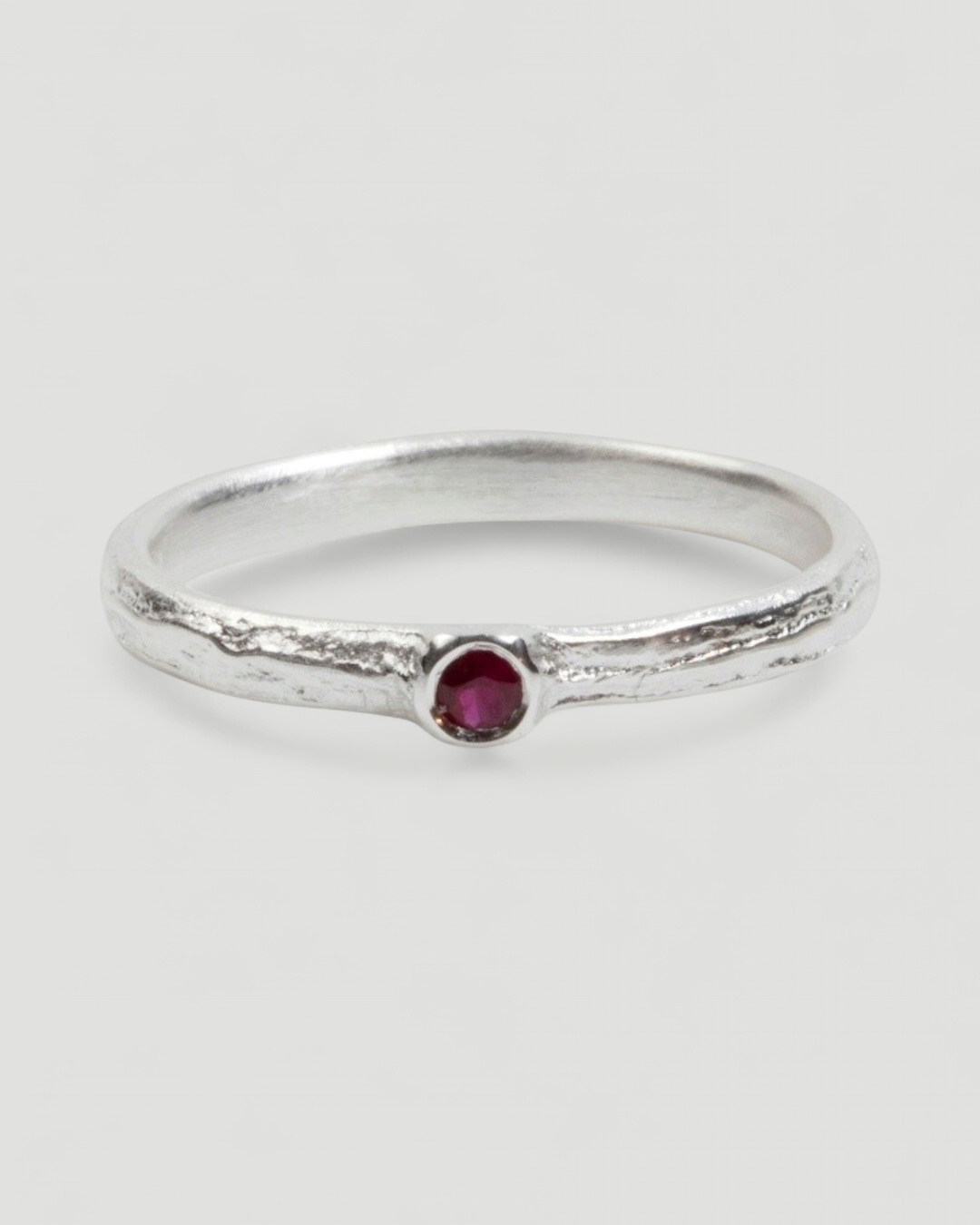 Bark 925 Silberring mit rotem Rubin (0,08 ct) - Goldschmiede Krack