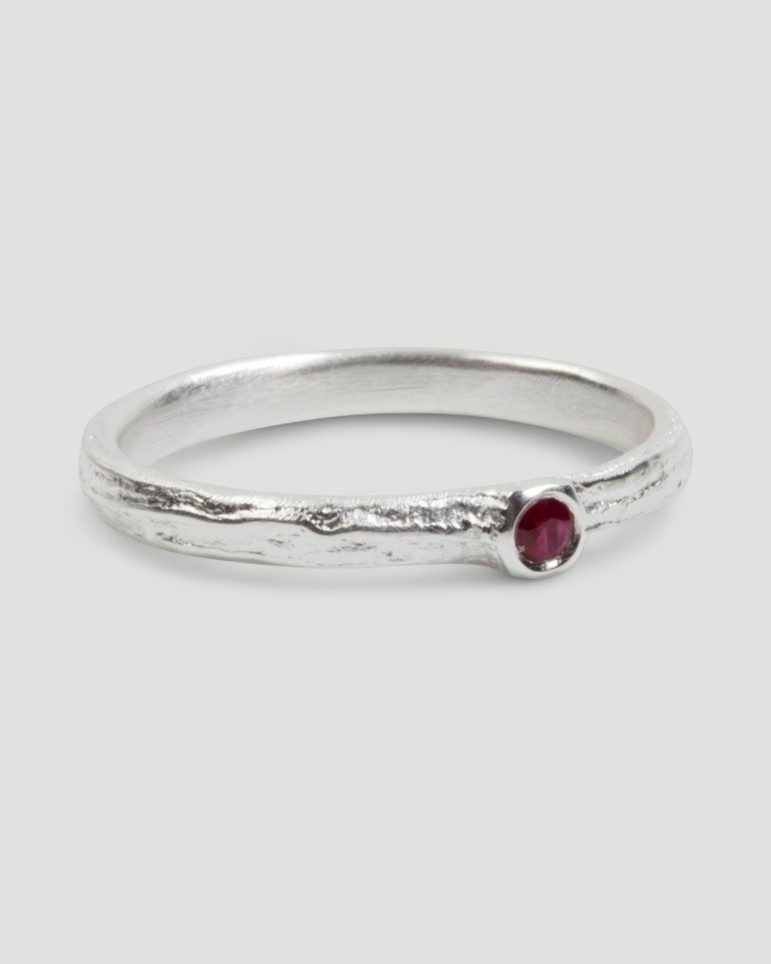 Bark 925 Silberring mit rotem Rubin (0,08 ct) - Goldschmiede Krack