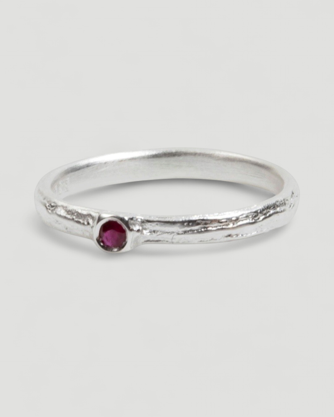 Bark 925 Silberring mit rotem Rubin (0,08 ct) - Goldschmiede Krack