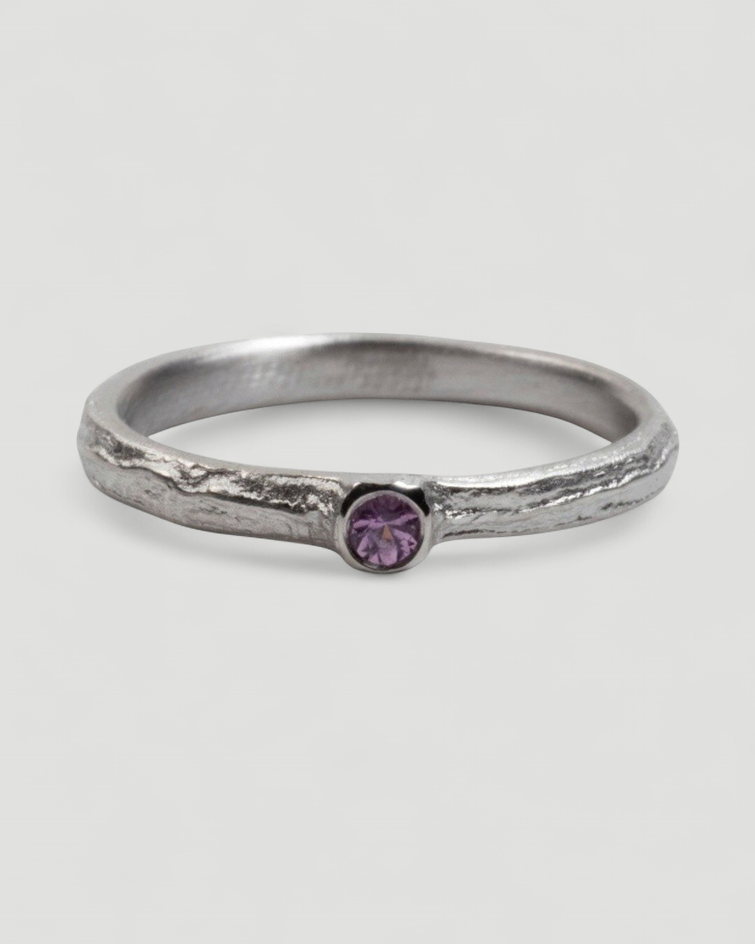 Bark 750 Weißgold Ring mit pinkem Saphir (0,08 ct) - Goldschmiede Krack