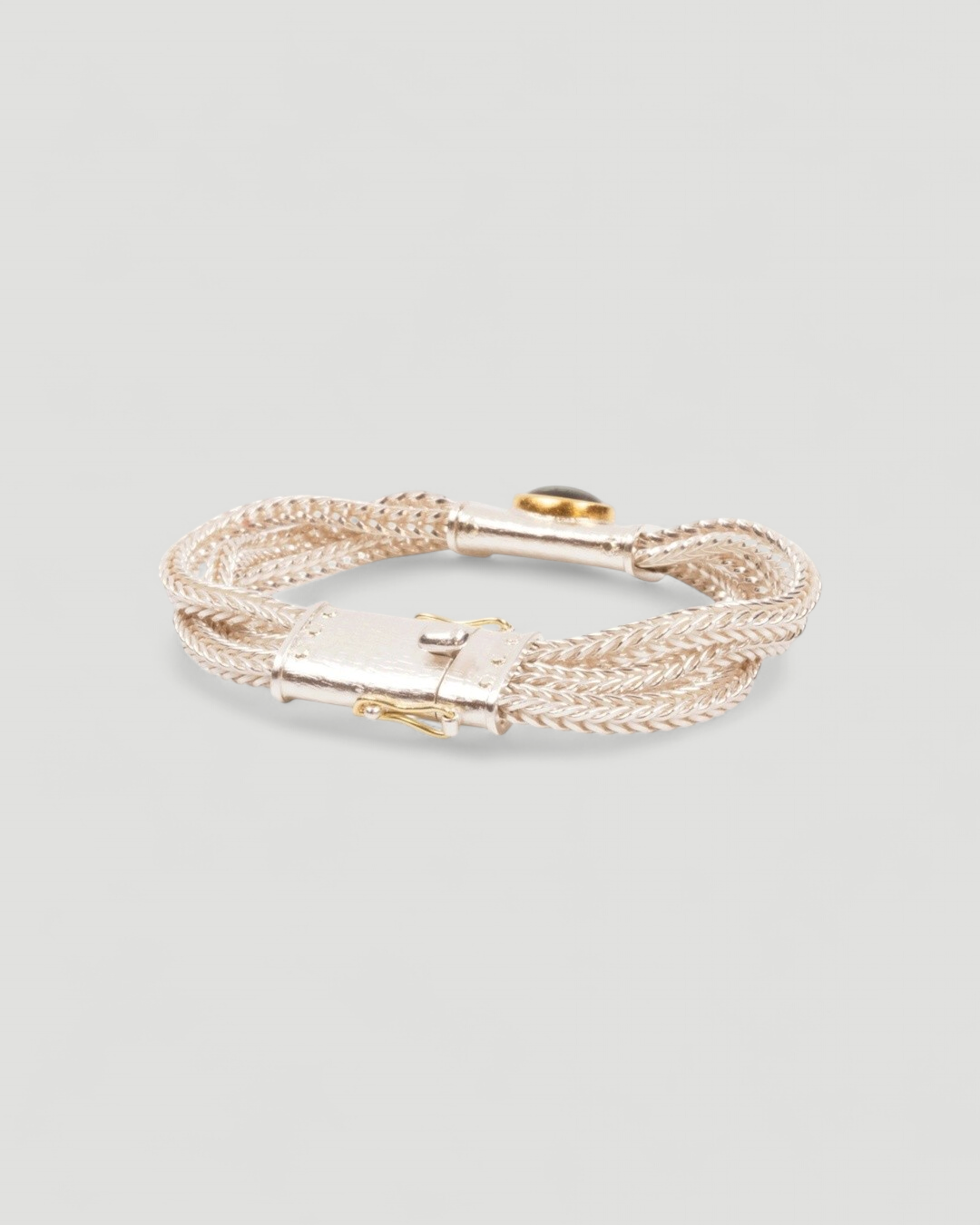 925 Silberarmband mit grünem Turmalin und Fuchsschwanzkette (18 cm) - Goldschmiede Krack