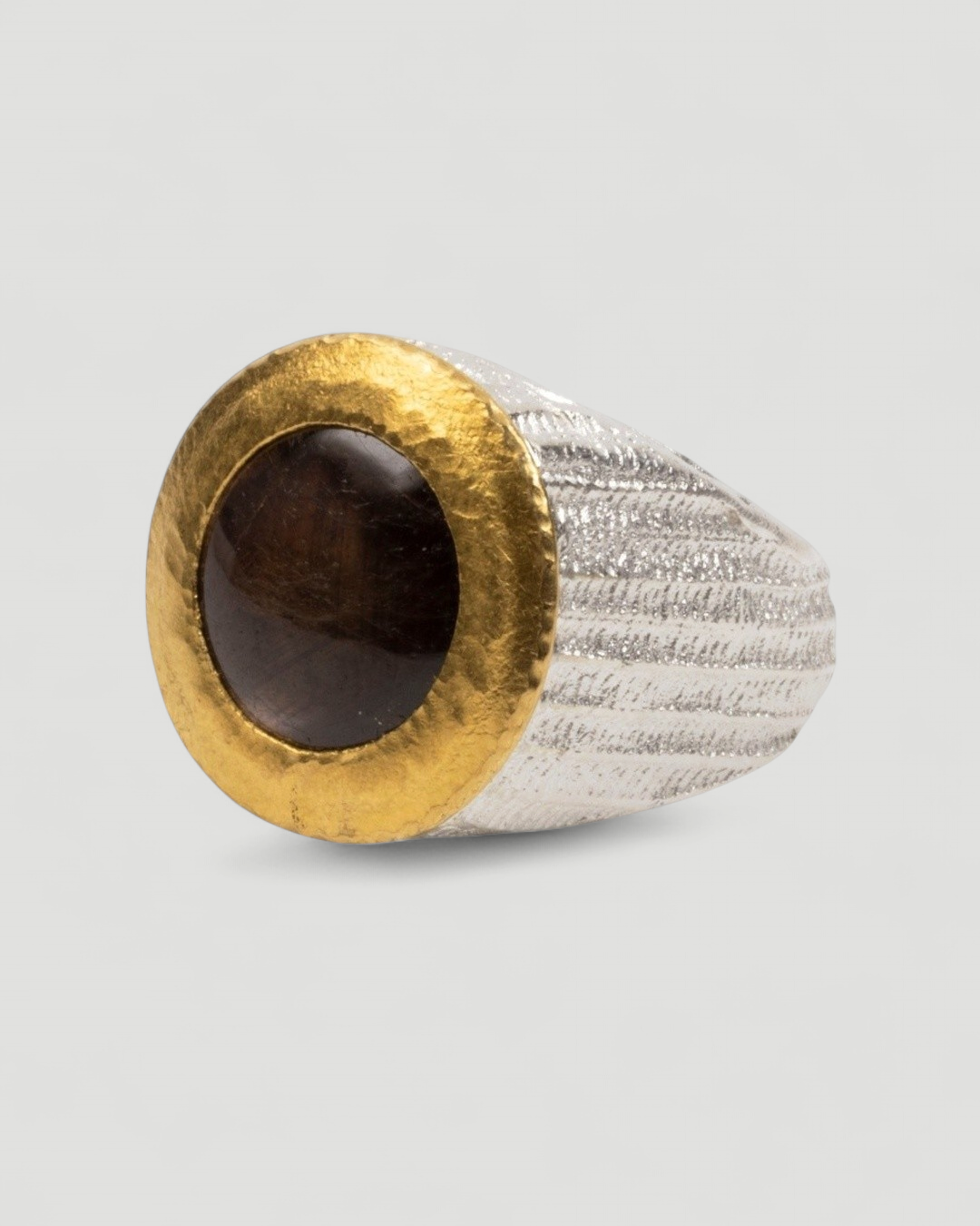 925 Silberring mit Sternsaphir (16,54 ct) und 999 Feingold - Goldschmiede Krack