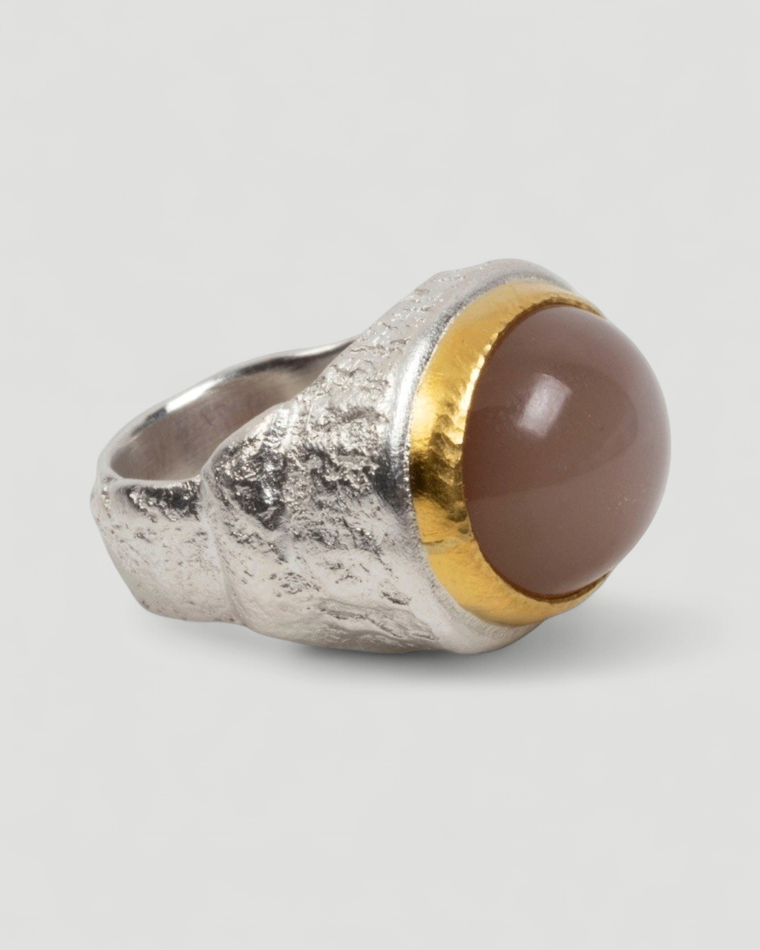 925 Silberring mit Mondstein (21,30 ct) und 999 Feingold - Goldschmiede Krack