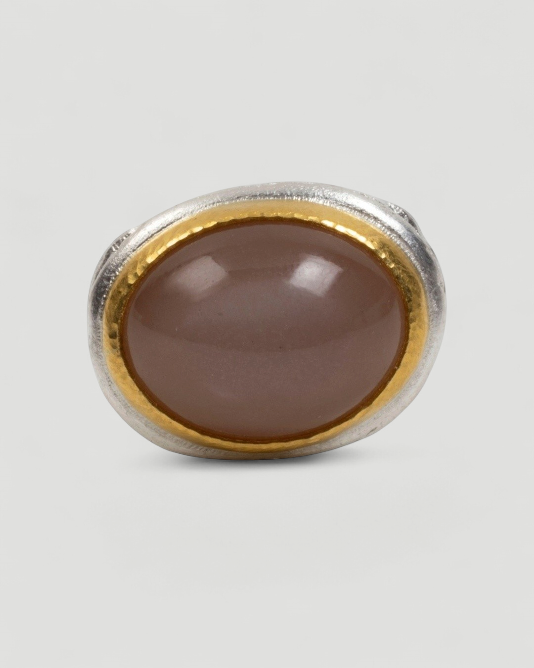 925 Silberring mit Mondstein (21,30 ct) und 999 Feingold - Goldschmiede Krack