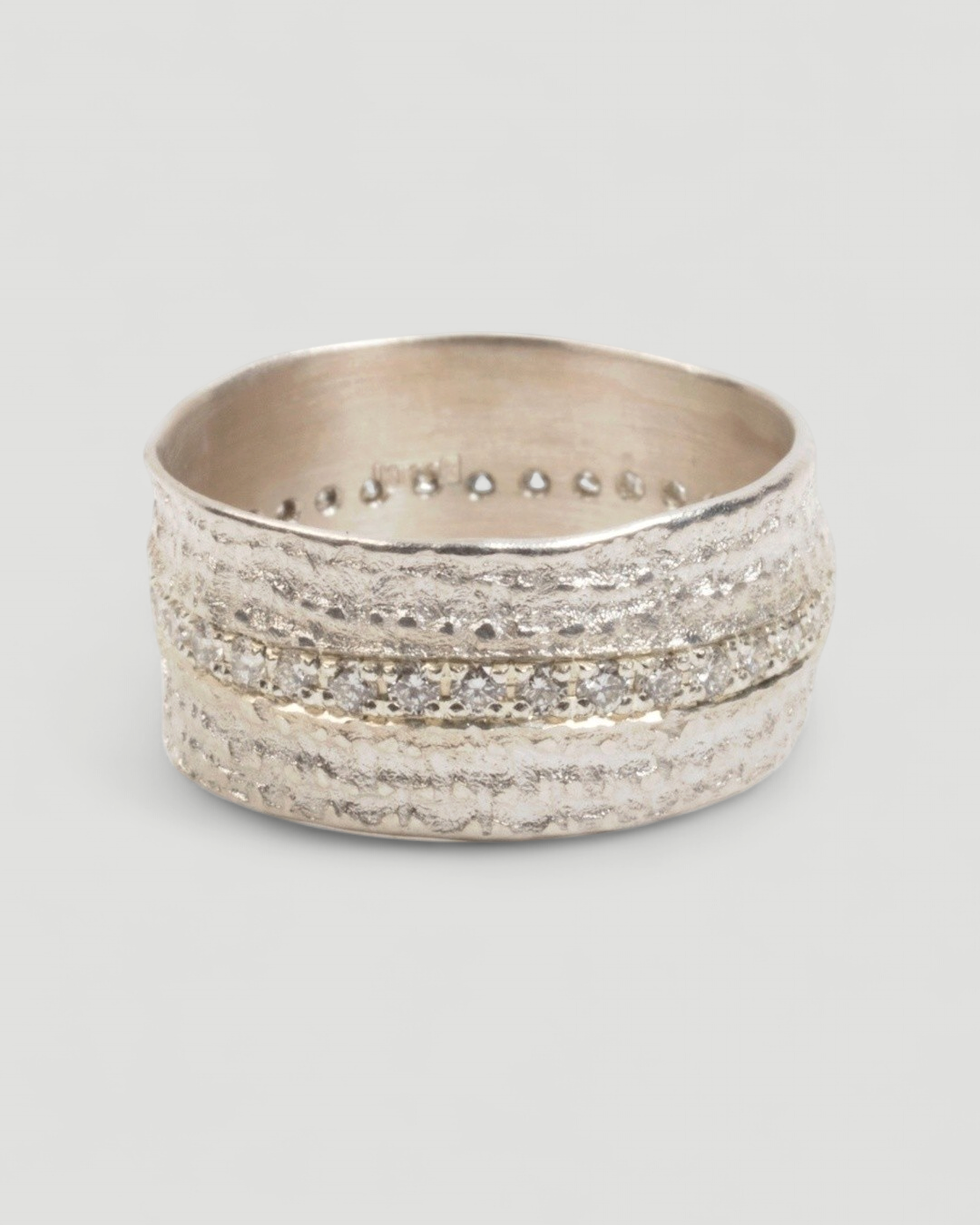 Breiter 925 Silber-Memoirering mit Lab-Grown Brillanten (0,60 ct) - Goldschmiede Krack