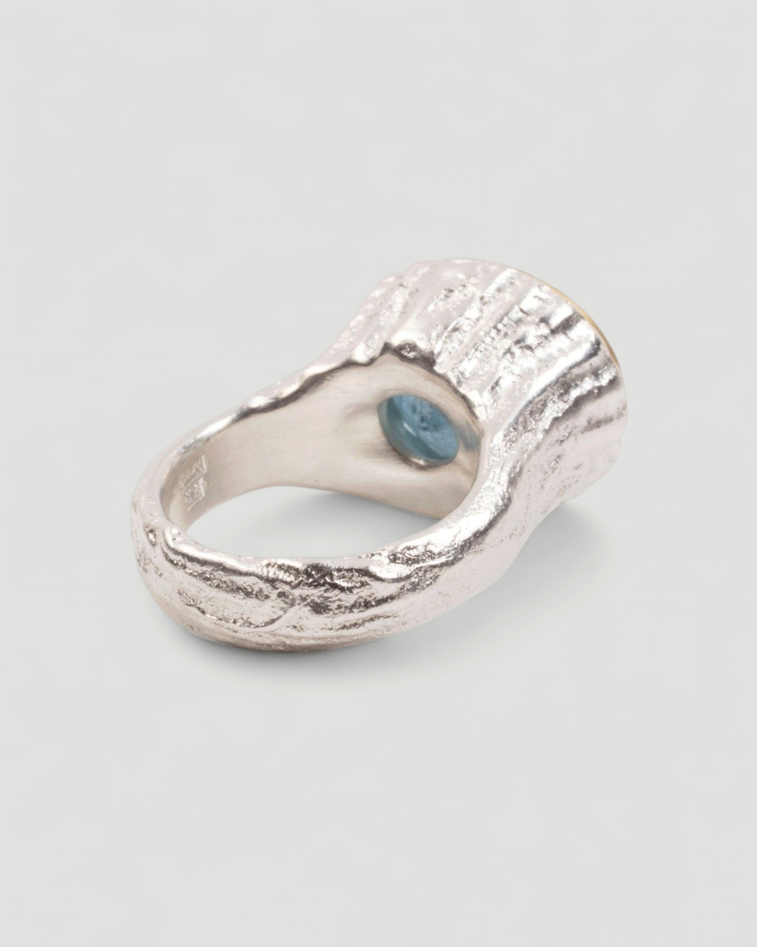 925 Silberring mit blauem Aquamarin (10,67 ct) und 999 Feingold-Fassung - Goldschmiede Krack