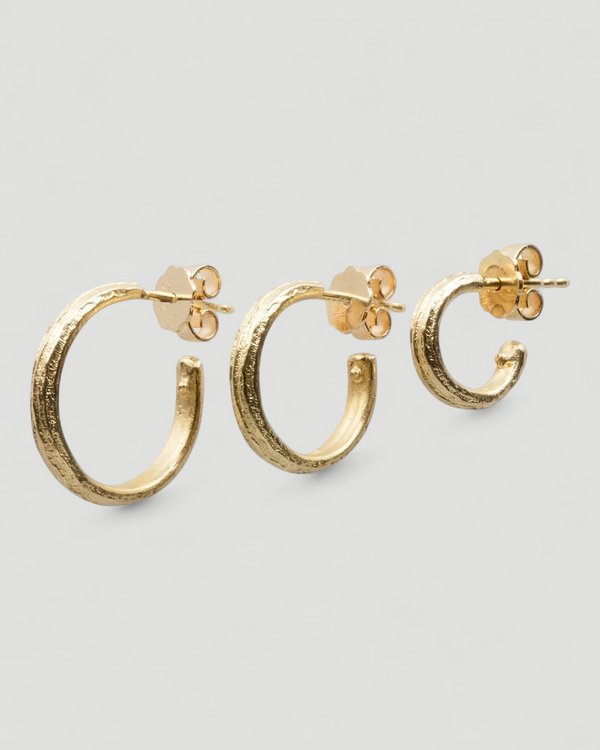 750 Goldcreolen mit Bark Struktur Ø 12 - 32 mm - Goldschmiede Krack
