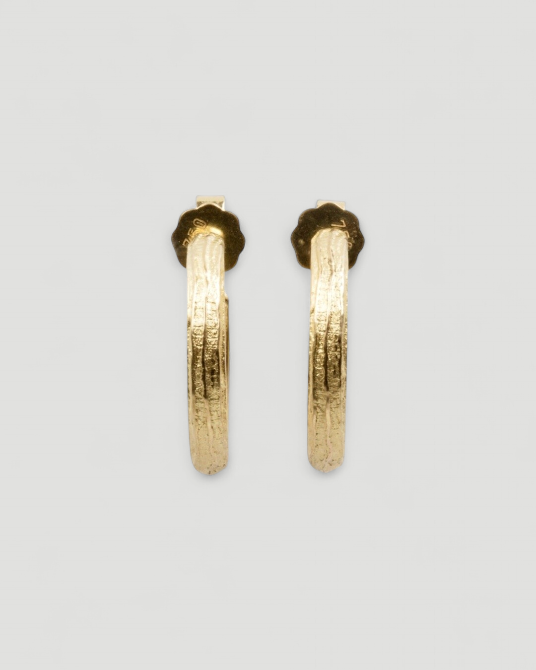 750 Goldcreolen mit Bark Struktur Ø 12 - 32 mm - Goldschmiede Krack
