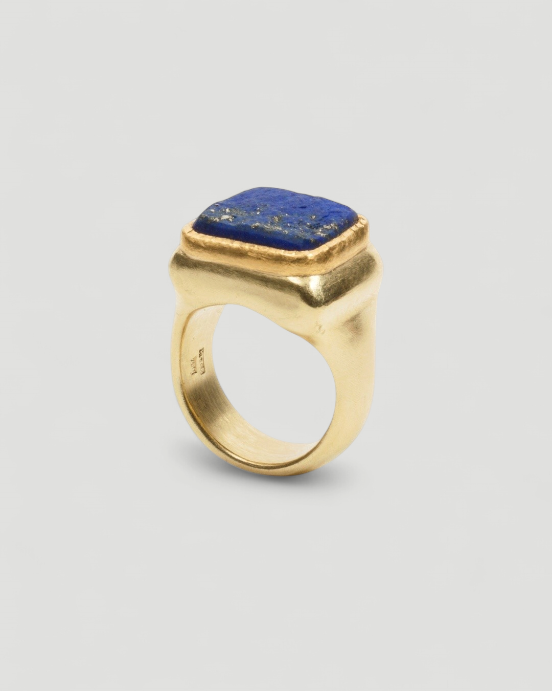 750 Gold-Siegelring mit blauem Lapislazuli - Goldschmiede Krack