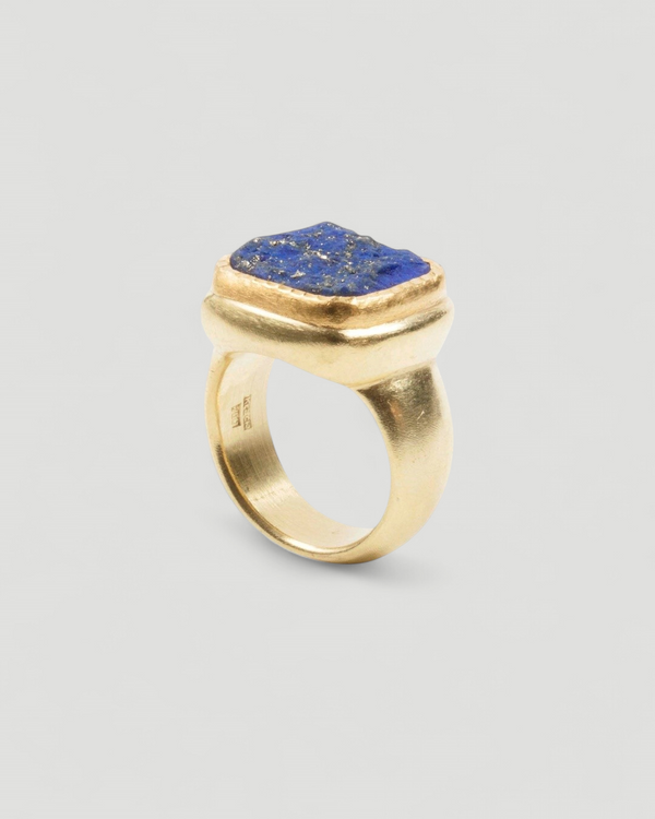 750 Gold-Siegelring mit blauem Lapislazuli