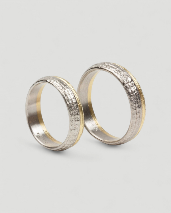 Bicolor Trauringe aus 950 Platin und 750 Gold - Goldschmiede Krack