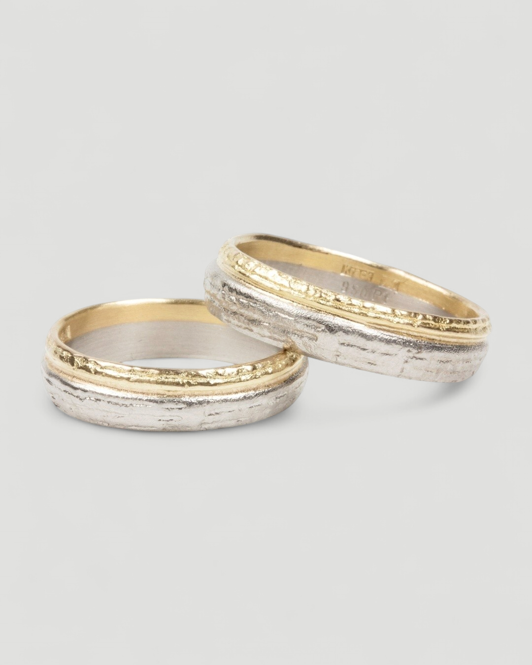 Bicolor Trauringe aus 950 Platin und 750 Gold - Goldschmiede Krack