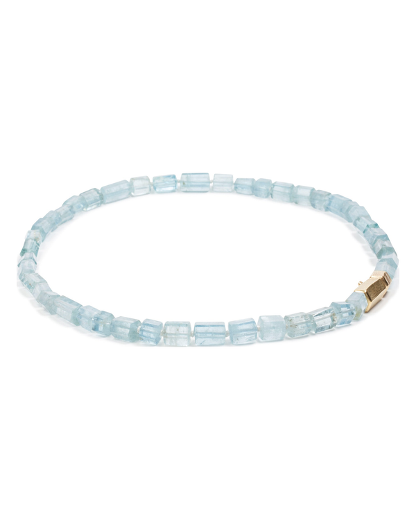 Blaue Aquamarinkette mit 750 Goldkastenschloss - Goldschmiede Krack