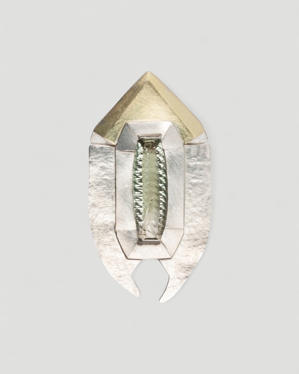 Großer 925 Silberanhänger mit Prasiolith und 750 Gold