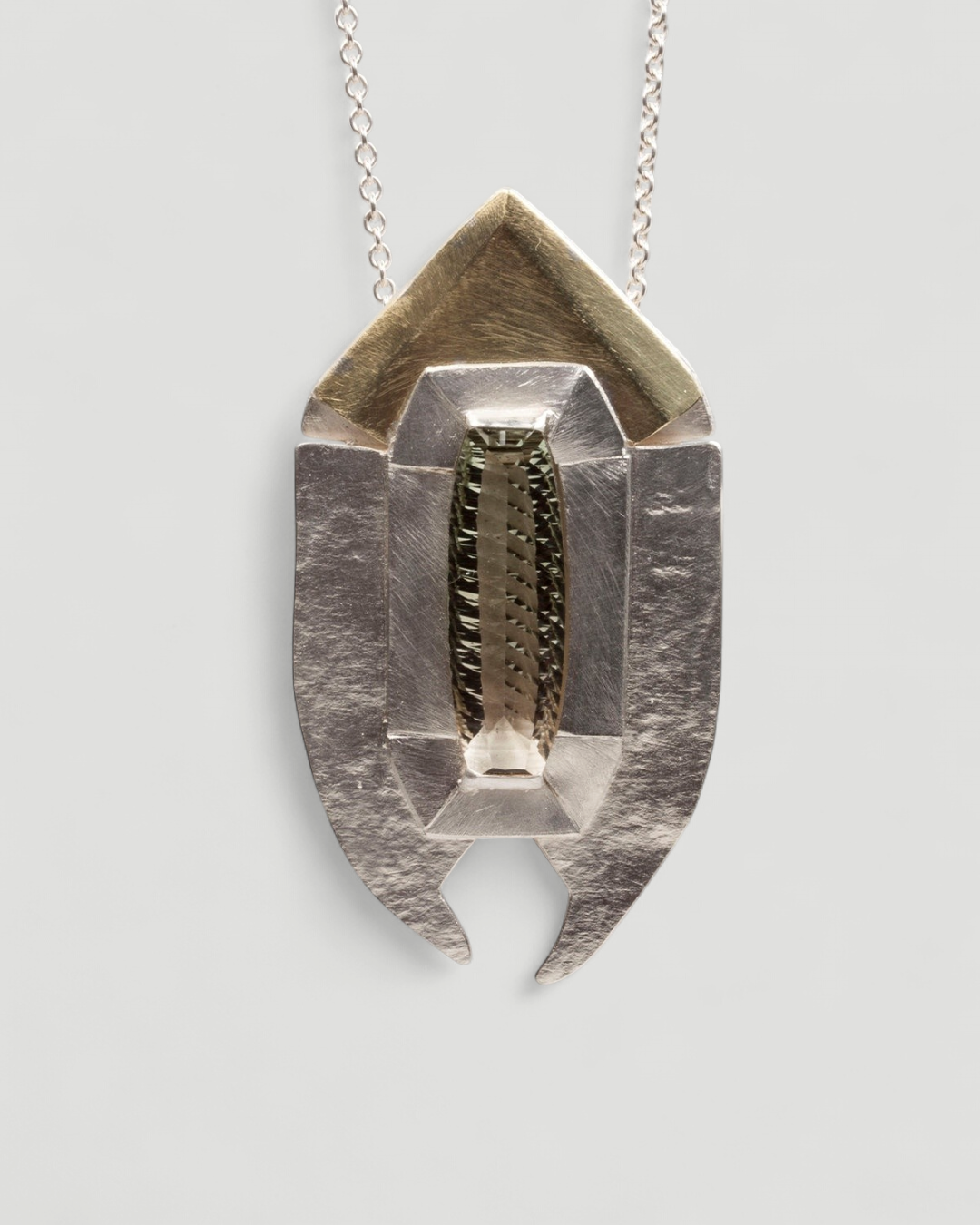 Großer 925 Silberanhänger mit Prasiolith und 750 Gold - Goldschmiede Krack