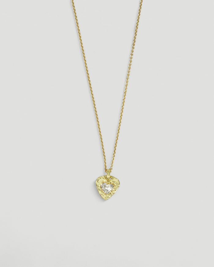 750 Gold-Herzanhänger mit LGD Diamant und 750 Goldkette, Detailansicht des Herzanhängers