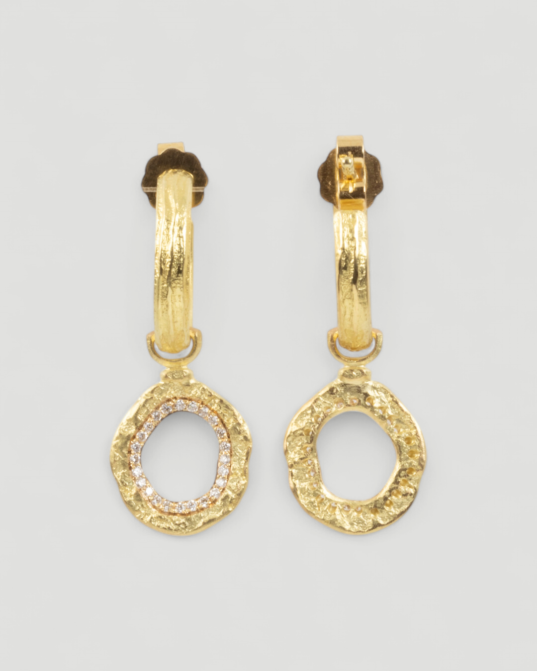 750 Gold Ohrhänger mit Lab Grown Brillanten (0,21 ct) für Bark Creolen, Ansicht 5