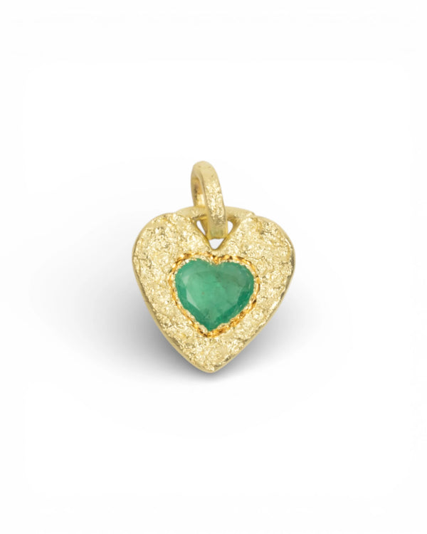 750 Gelbgold Herzanhänger mit grünem Smaragd (0,97 ct) - Goldschmiede Krack - Trauringe & Unikatschmuck aus Deidesheim