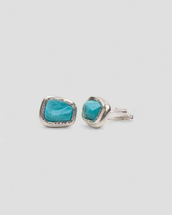 925 Silber Manschettenknöpfe mit Türkis (7,89 ct) - Unikat
