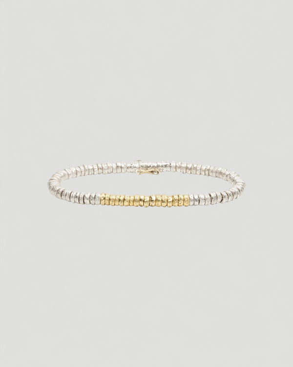 Nugget Eyelets Bracelet aus 925 Silber und 750 Gold
