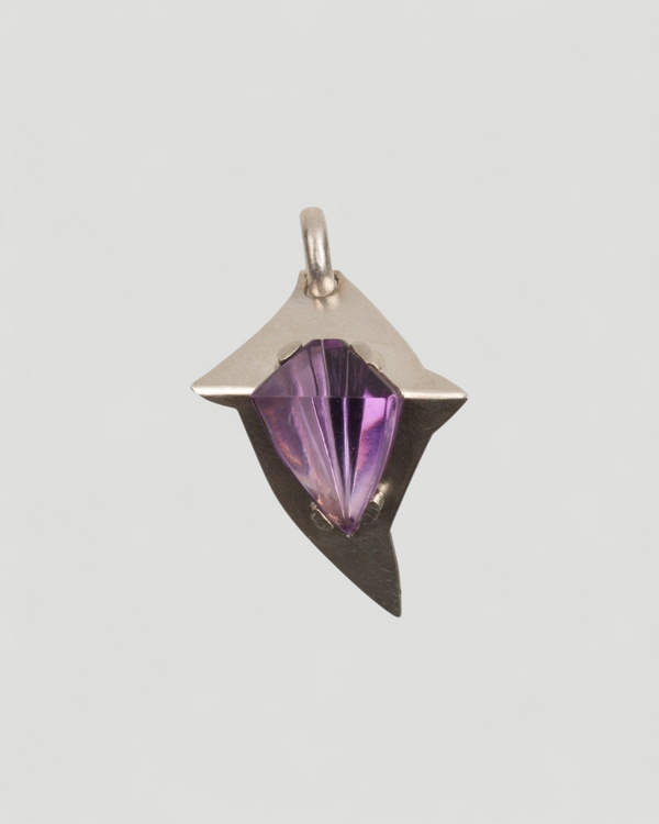 Futuristischer 925 Silber Anhänger mit Amethyst