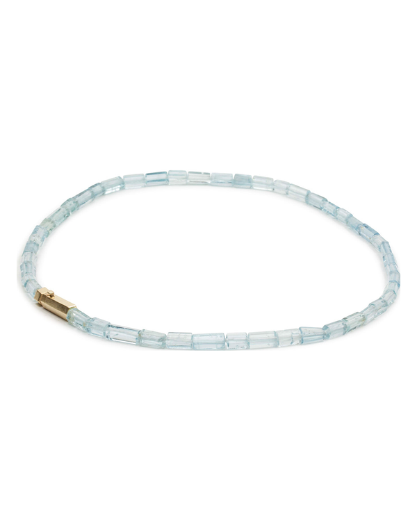 Blaue Aquamarinkette mit 750 Goldverschluss - Goldschmiede Krack