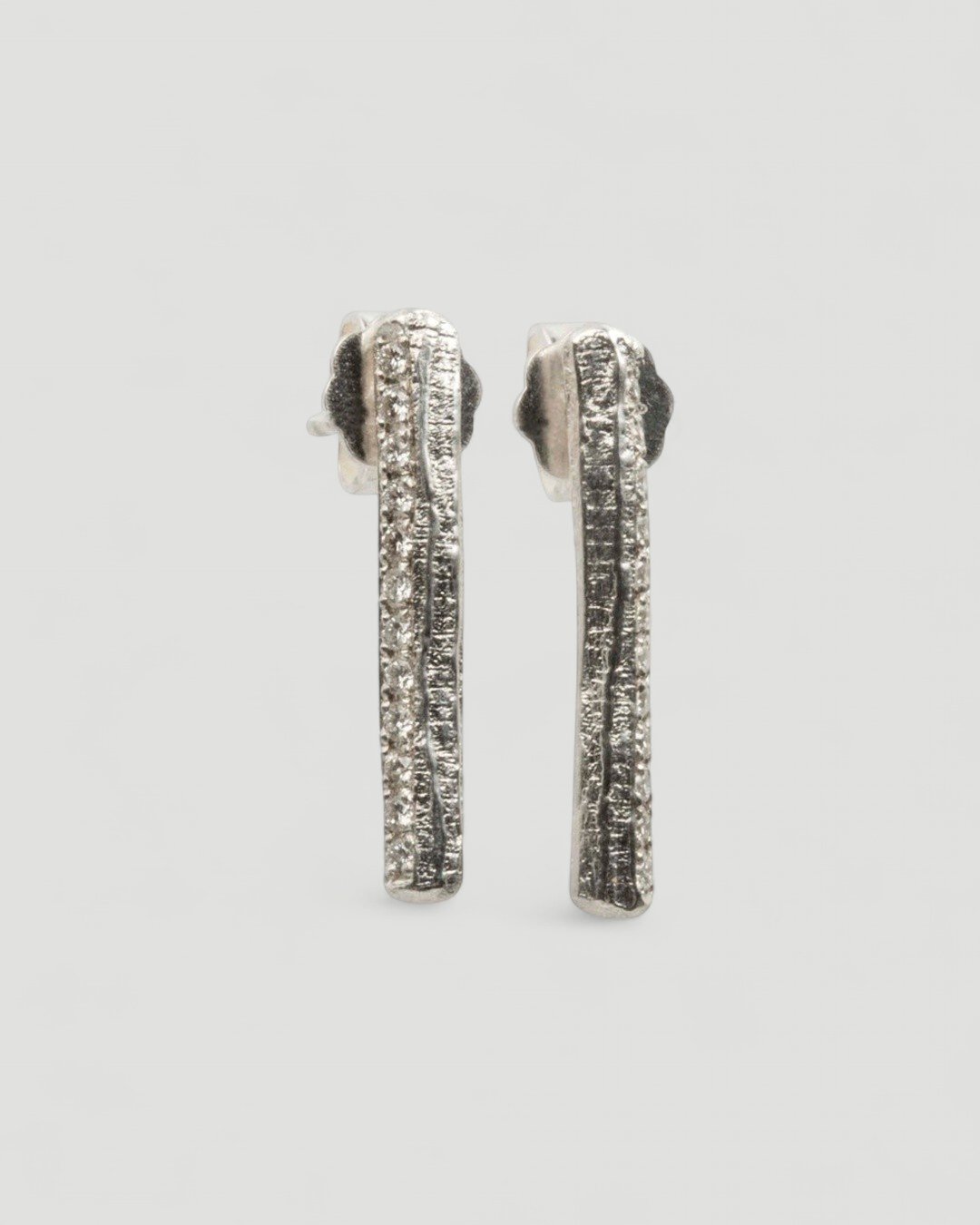 Bark Diamond Silver Earring - Goldschmiede Krack