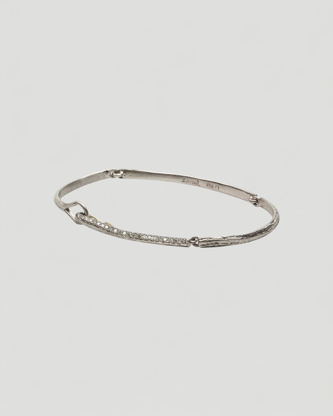 Strukturiertes 950 Platinarmband mit Brillanten - Goldschmiede Krack